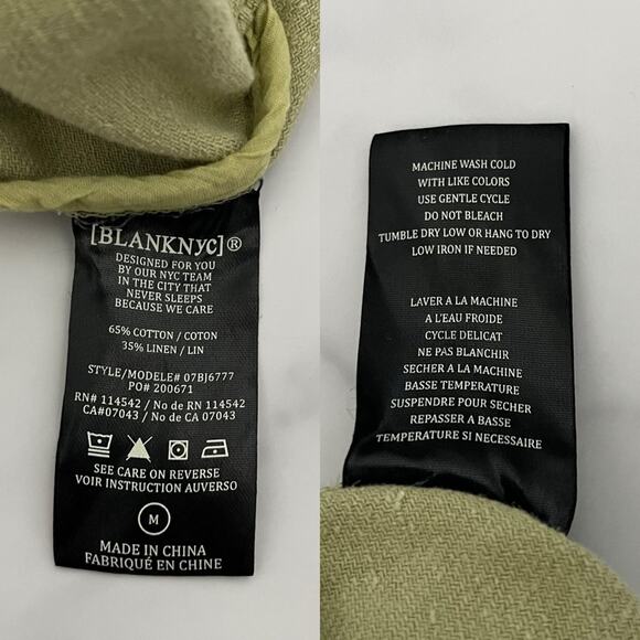Blank NYC Utility jacket linen blend sage green Sz Medium baggy Y2K coastal - Picture 6 of 10